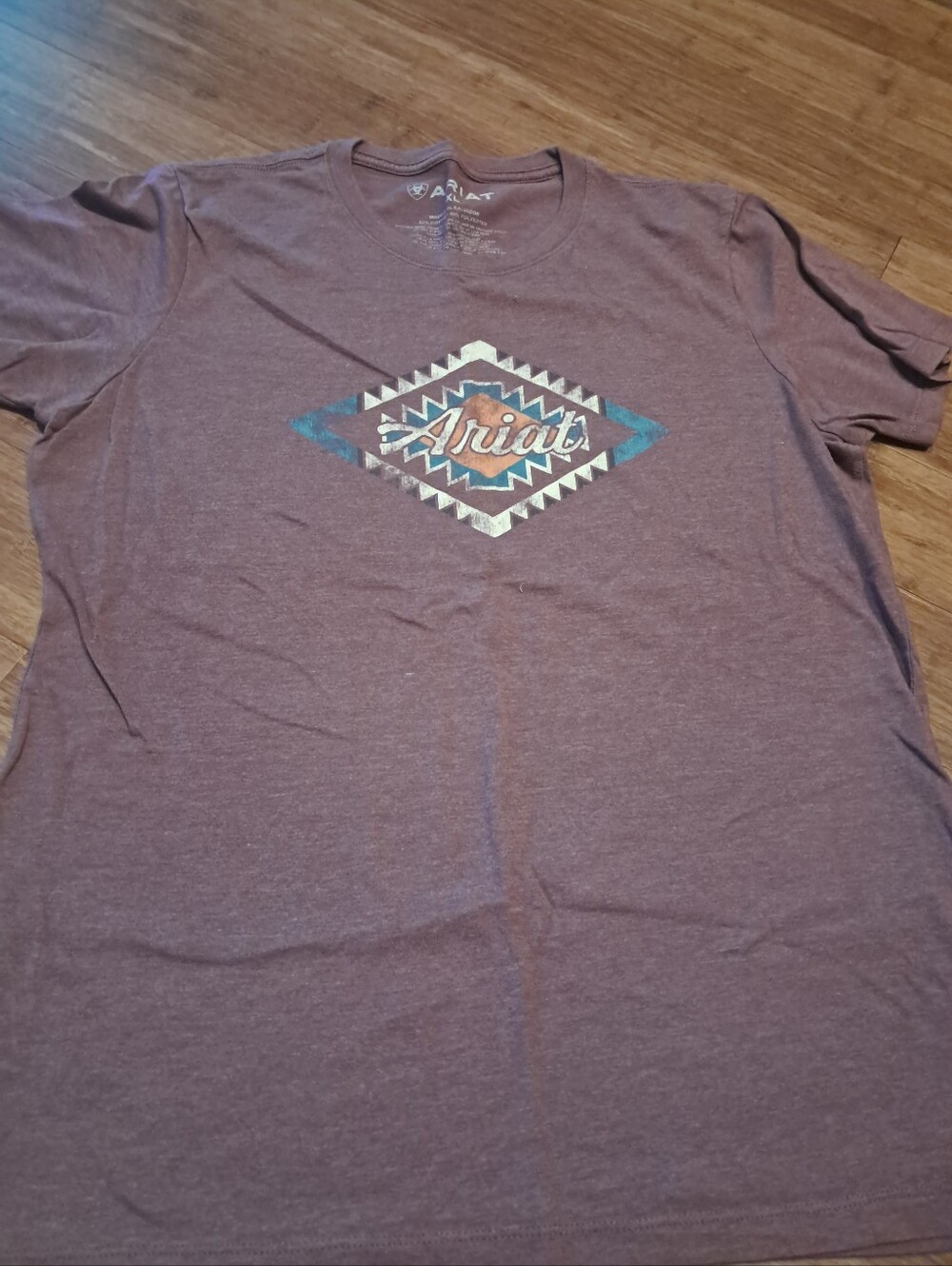 Ariat Short Sleeve Crew Tee in Dusty Mauve with Southwestern Logo